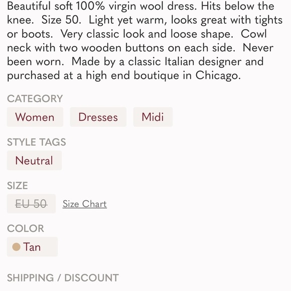 ANTONELLI Firenze beautiful lightweight wool dress. Made in Italian size 50 - Picture 7 of 7